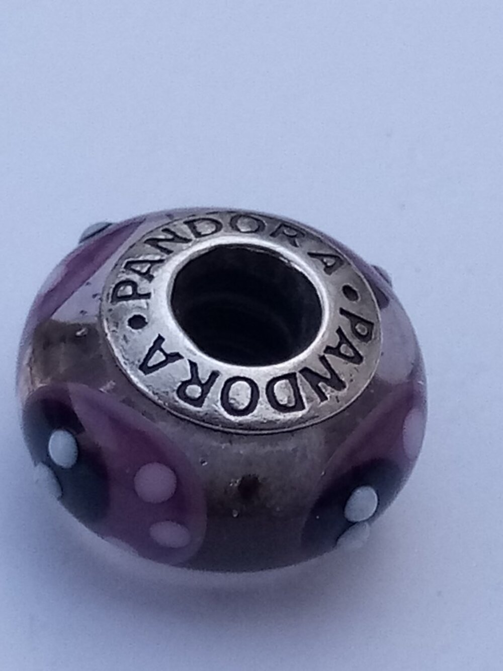 AUTHENTIC PANDORA #790652 PURPLE MURANO GLASS LADYBUG CHARM